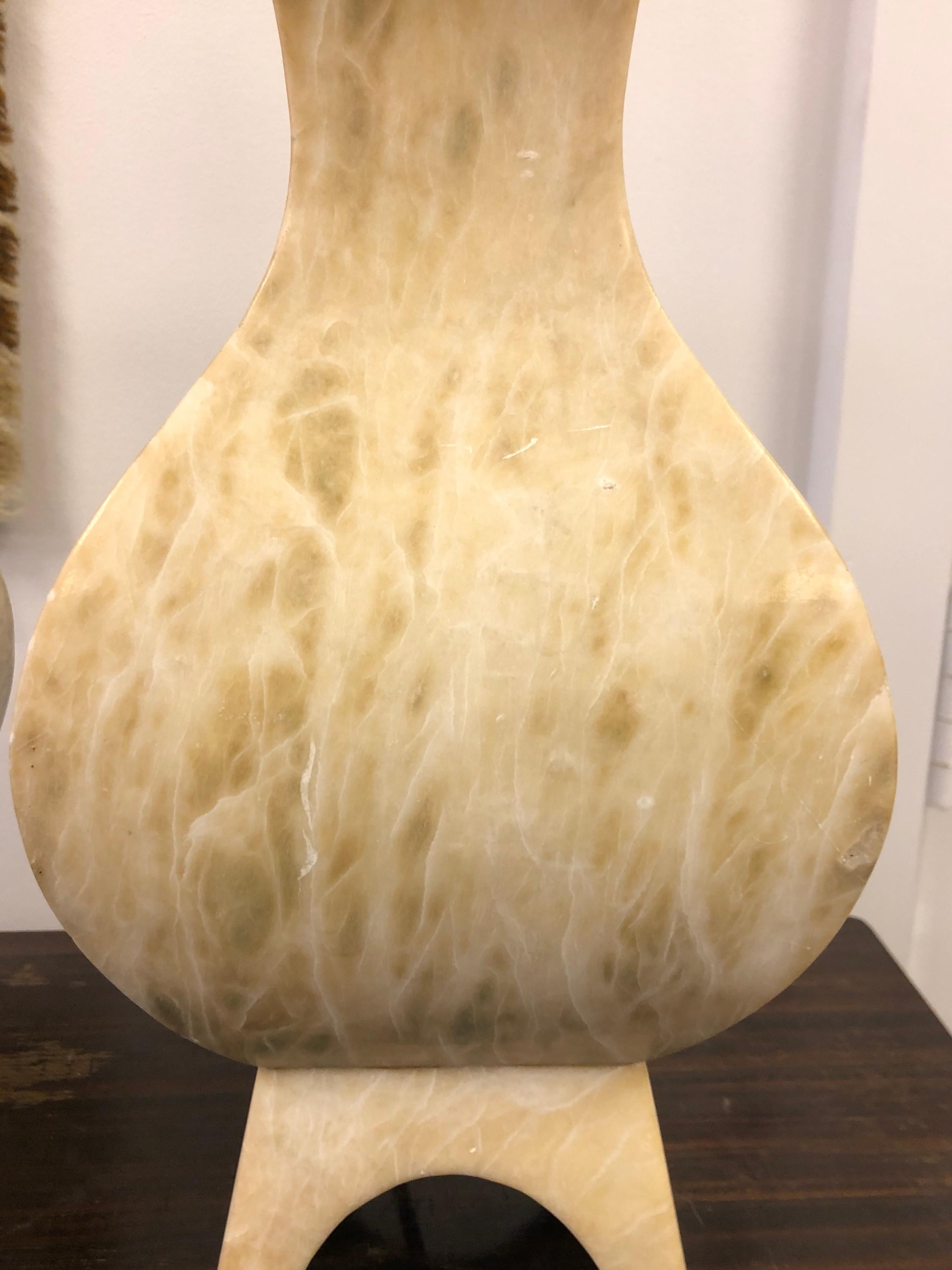 Mid-Century Modern Handsome Pair of Italian Marble Lamps For Sale