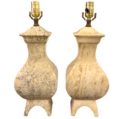 Handsome Pair of Italian Marble Lamps