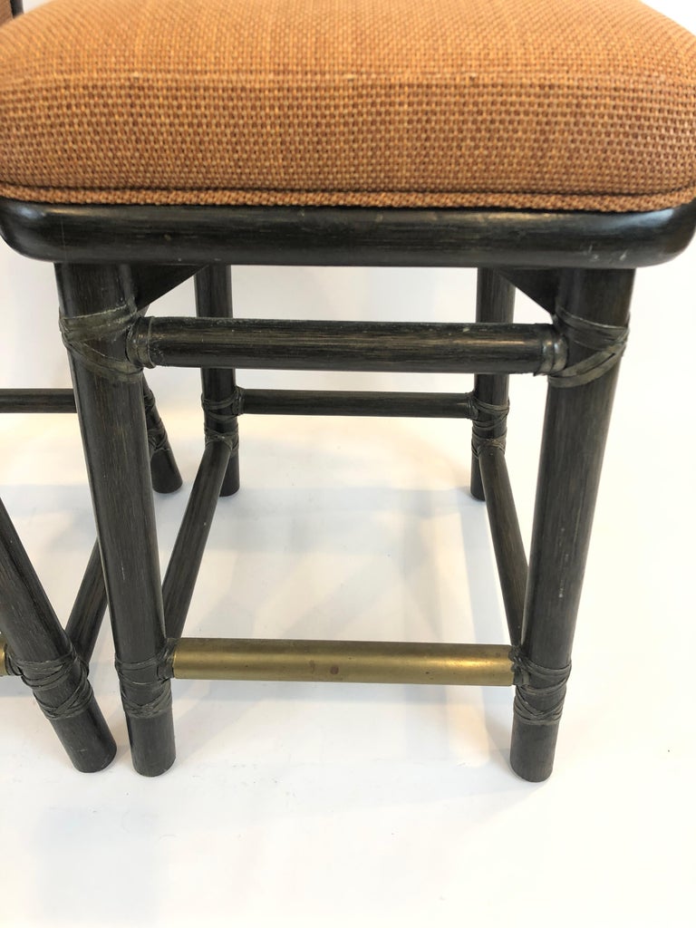 Handsome Pair of McGuire Bamboo Counter Stools with Bronze ...