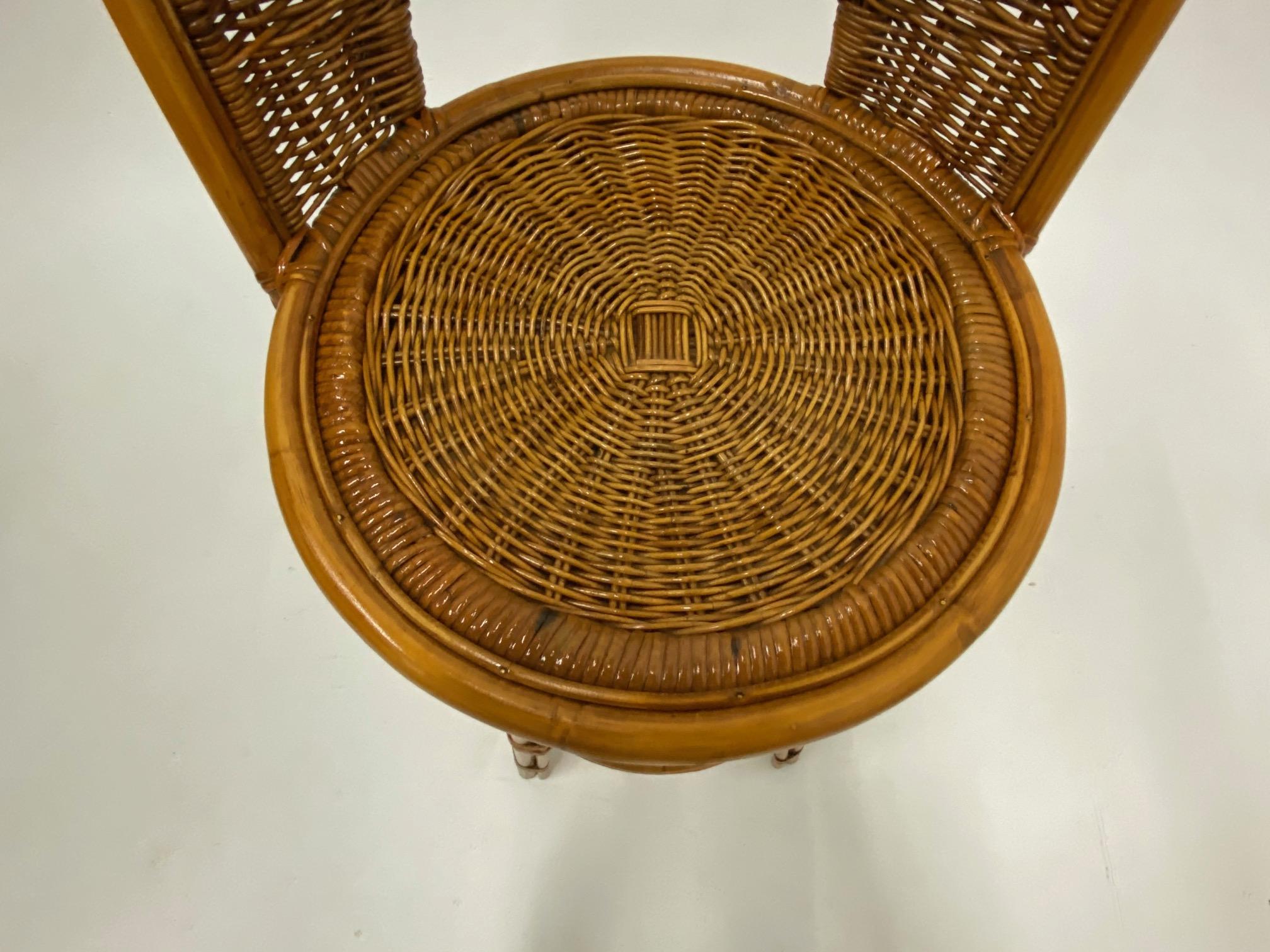 Handsome Pair of Mid-Century Modern Woven Rattan Barstools For Sale 3