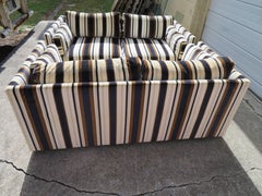 Handsome Pair of Milo Baughman Style Tuxedo Loveseat Sofa Mid-Century Modern