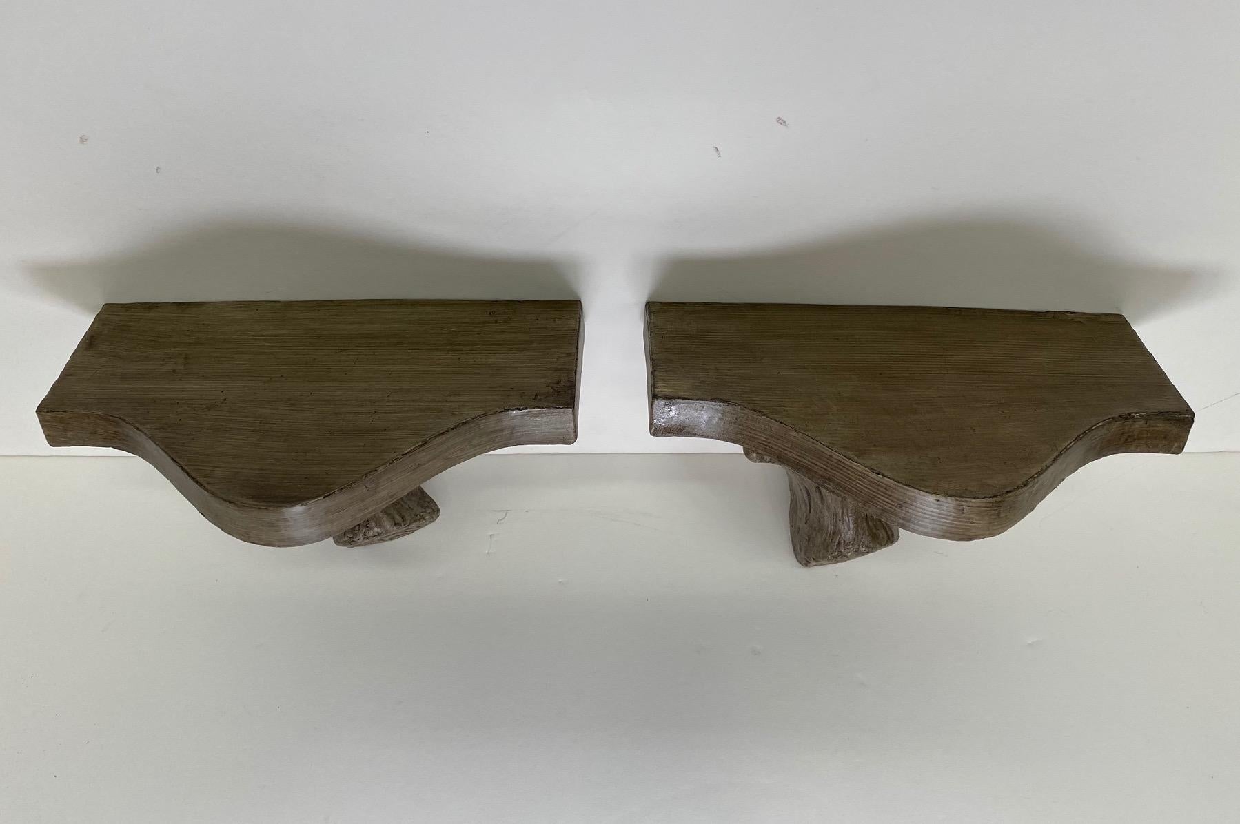 Late 20th Century Handsome Pair of Organic Faux Bois Wall Brackets