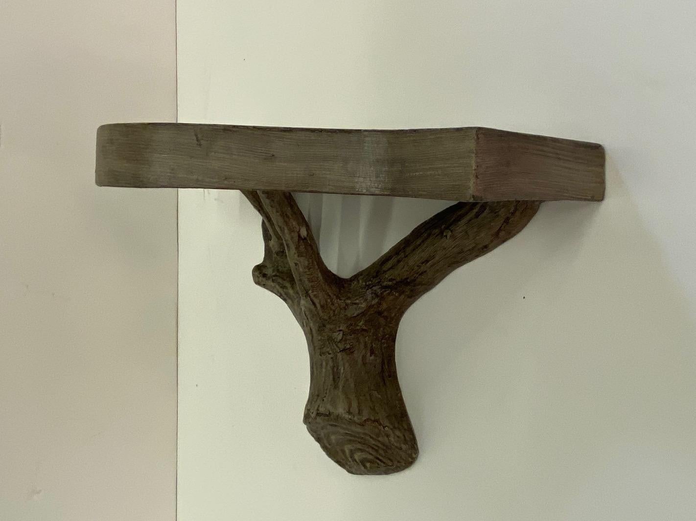 Iron Handsome Pair of Organic Faux Bois Wall Brackets