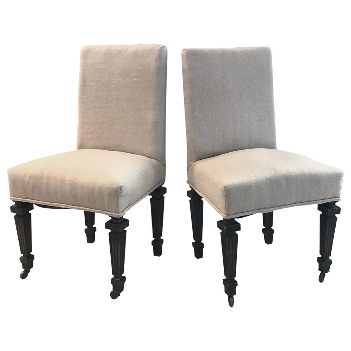 Handsome Pair of Period French Napoleon III Chairs For Sale