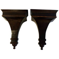 Handsome Pair of Solid Mahogany Regency Style Wall Brackets