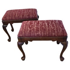 Handsome Pair of Traditional Chippendale Style Benches Ottomans Footstools