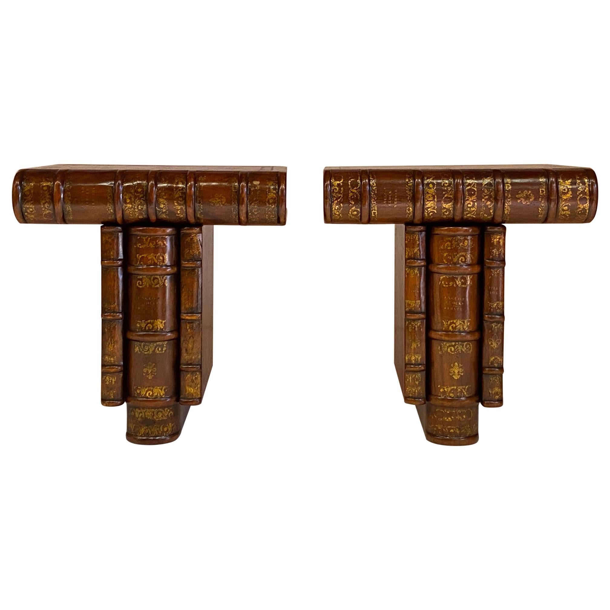 Handsome Pair of Trompe l'oeil Book Brackets