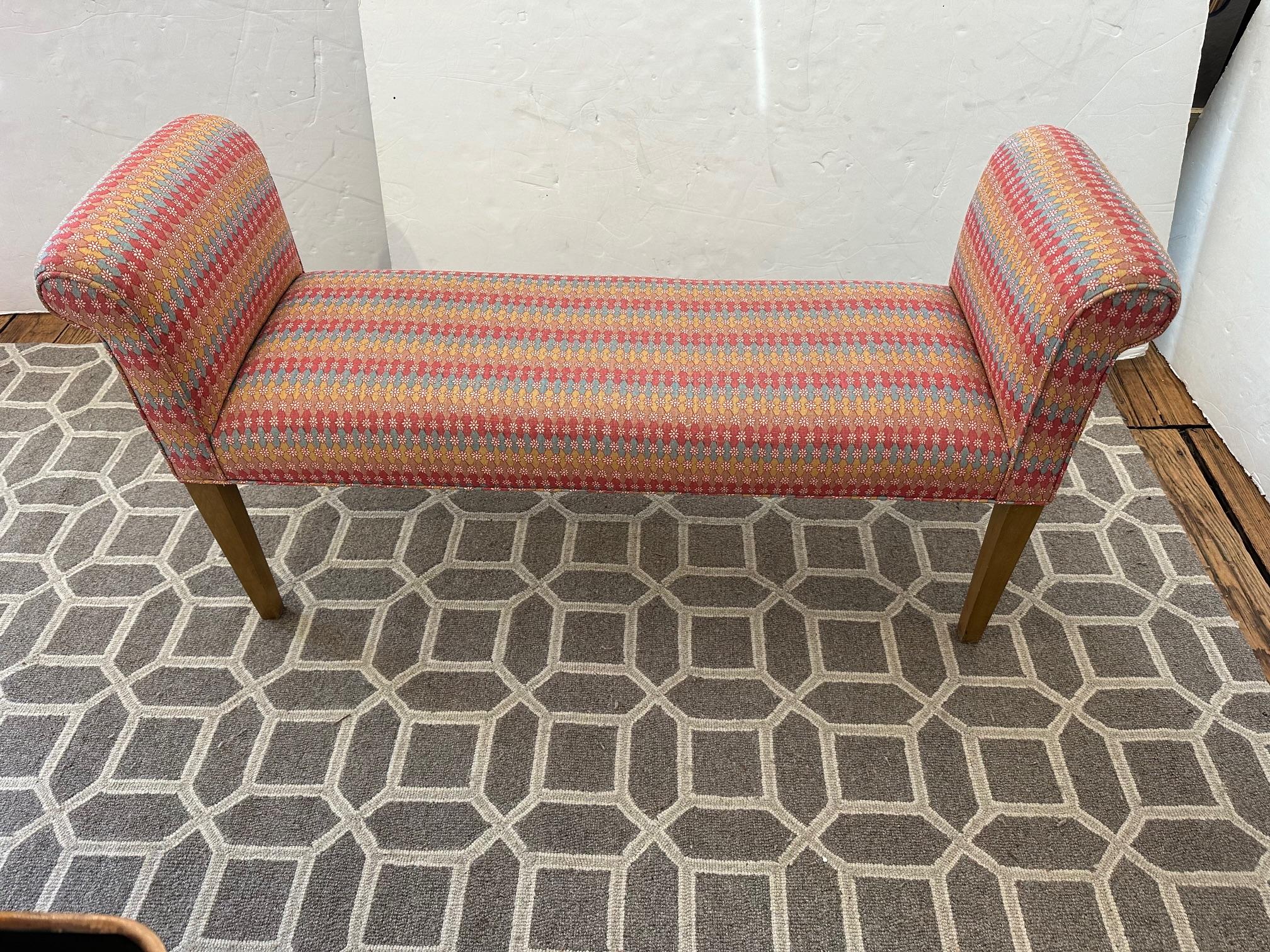 Handsome Pair of Upholstered Benches For Sale 2