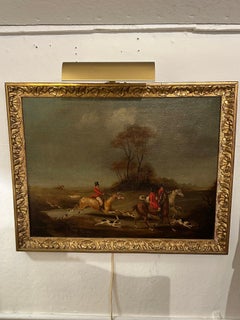 Handsome Pair of Vintage Hunt Scenes in Gilded Frames