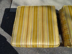 Handsome Pair of Walnut Brass Campaign Stool Ottoman Bench Mid-Century Modern