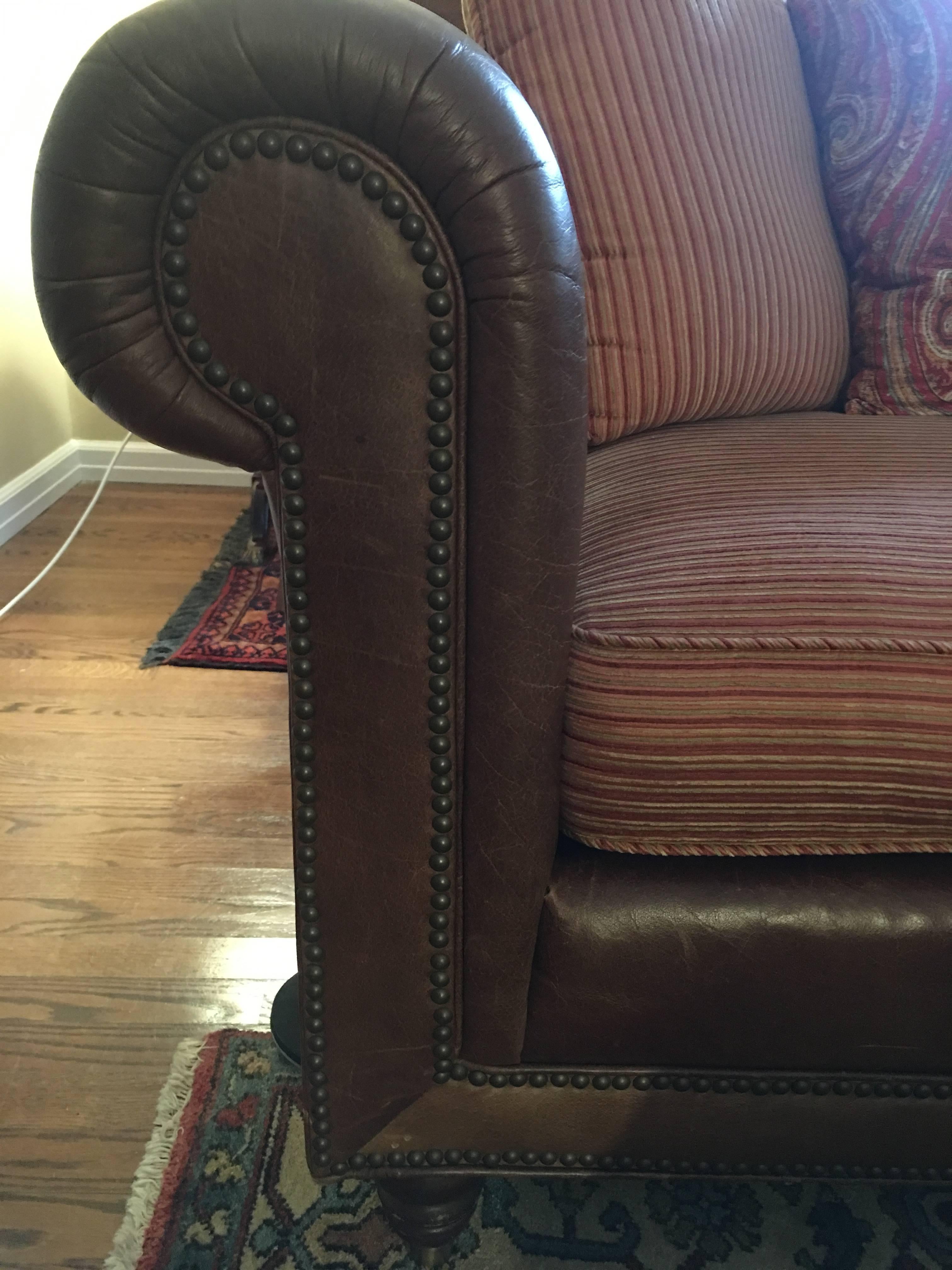 Handsome Pair of Well Loved Ralph Lauren Comfy Sofas In Good Condition In Hopewell, NJ