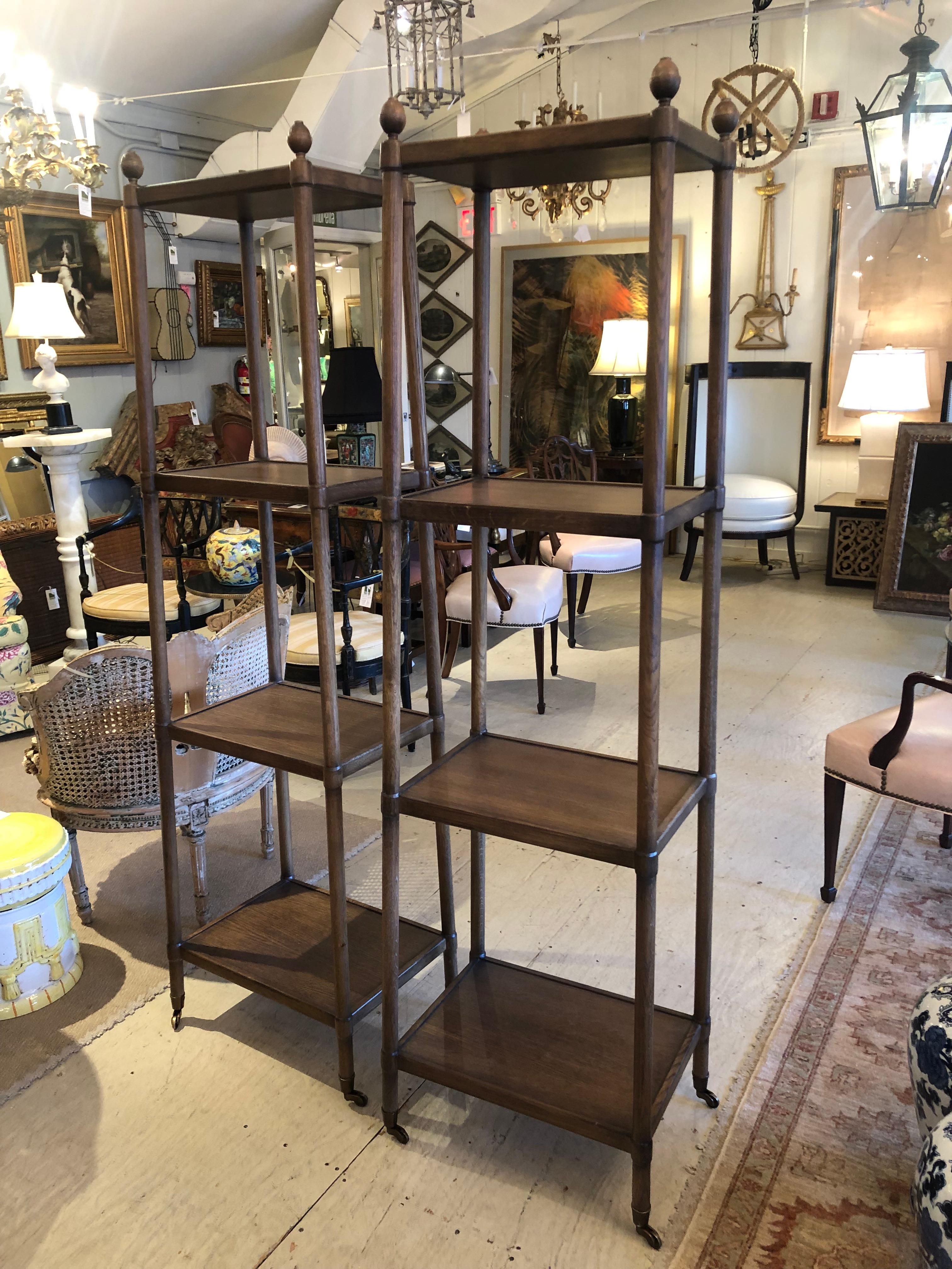 Handsome Pair of Wooden Etagere Bookshelves For Sale at 1stDibs