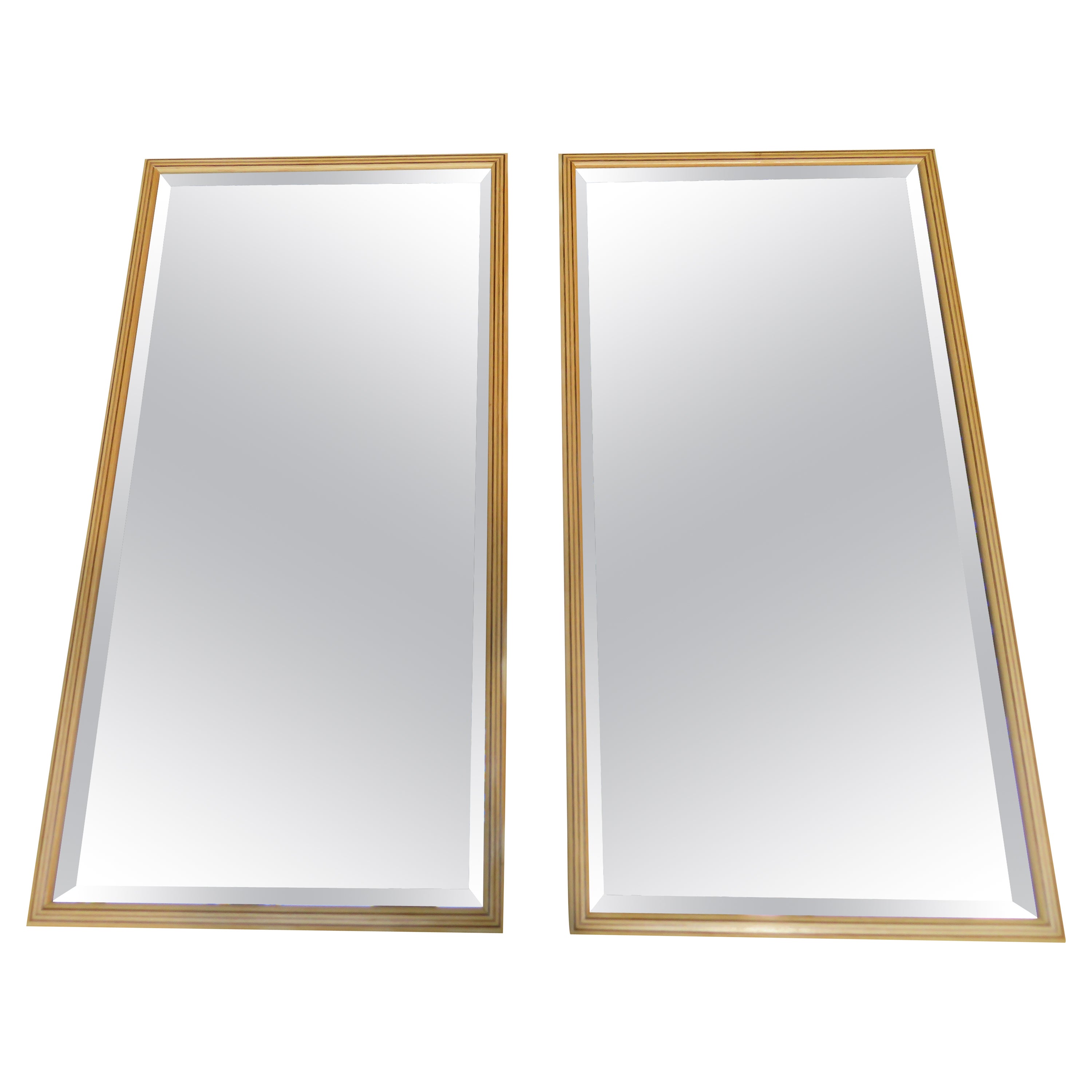 Handsome Pair Scene 2 Oak and Macassar Ebony Mirrors Mid-Century Modern