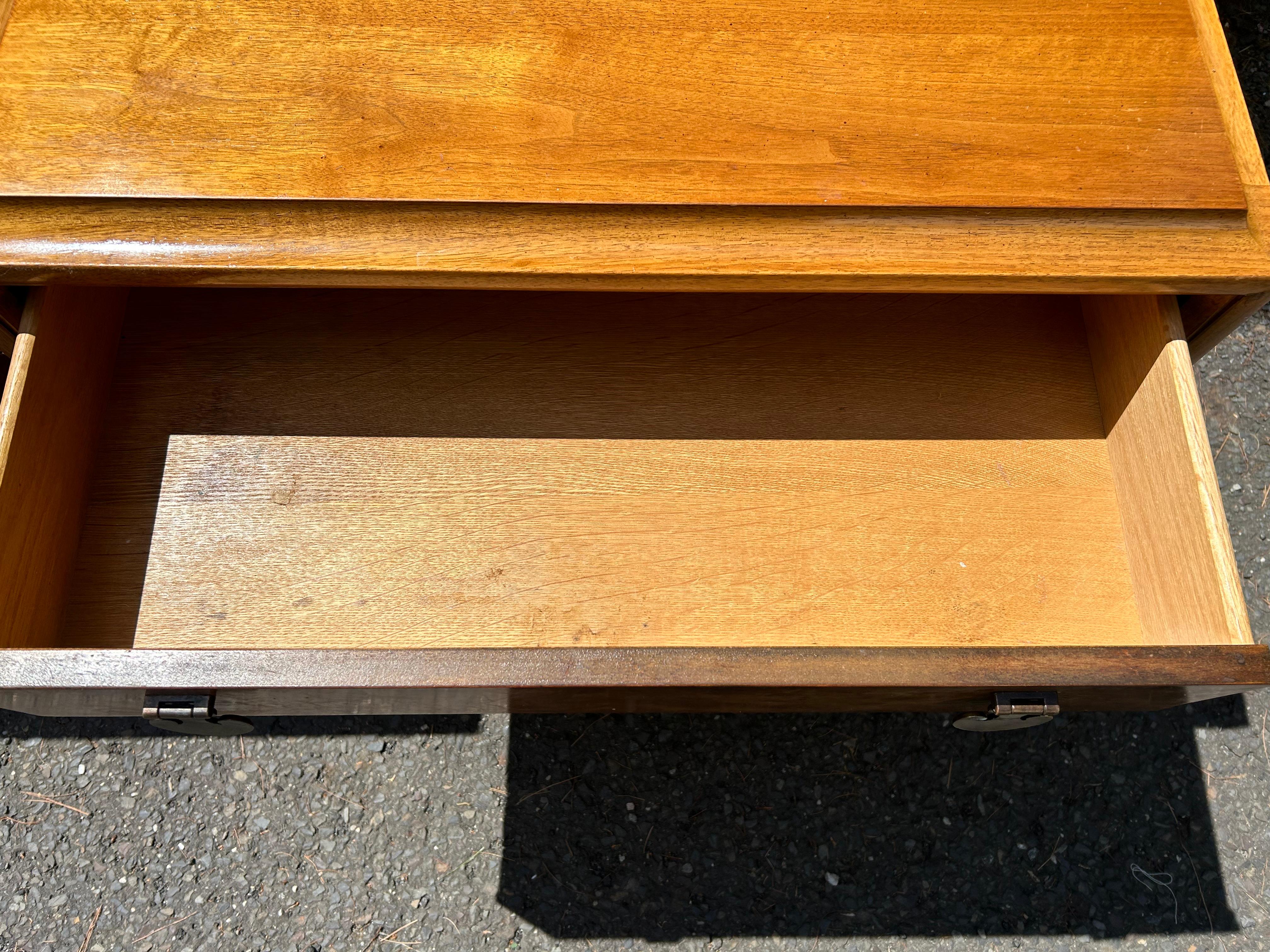 Handsome Pair Thomasville Burl Wood Caned Front Night Stands Mid-Century Modern 1