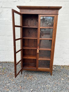 Handsome Reclaimed Teak Cabinet with Glass Panel Doors