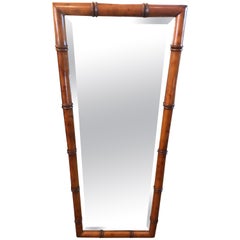 Handsome Rectangular Faux Bamboo and Bevelled Mirror