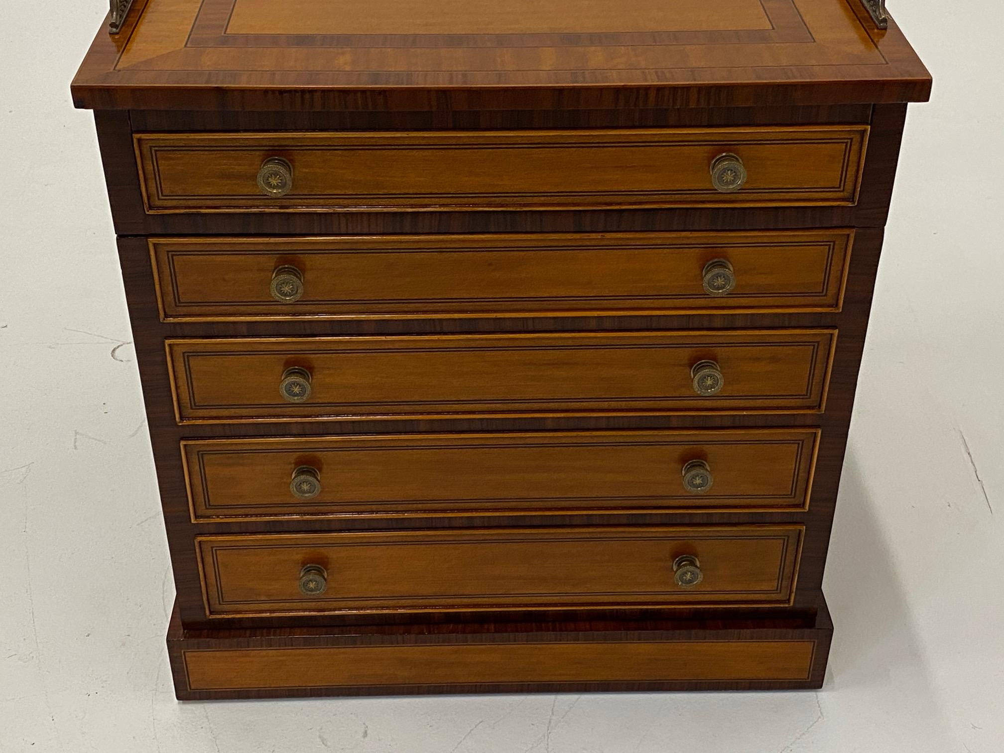 Handsome Regency Style Mahogany and Satinwood Inlay Chest Cabinet Nightstand 10