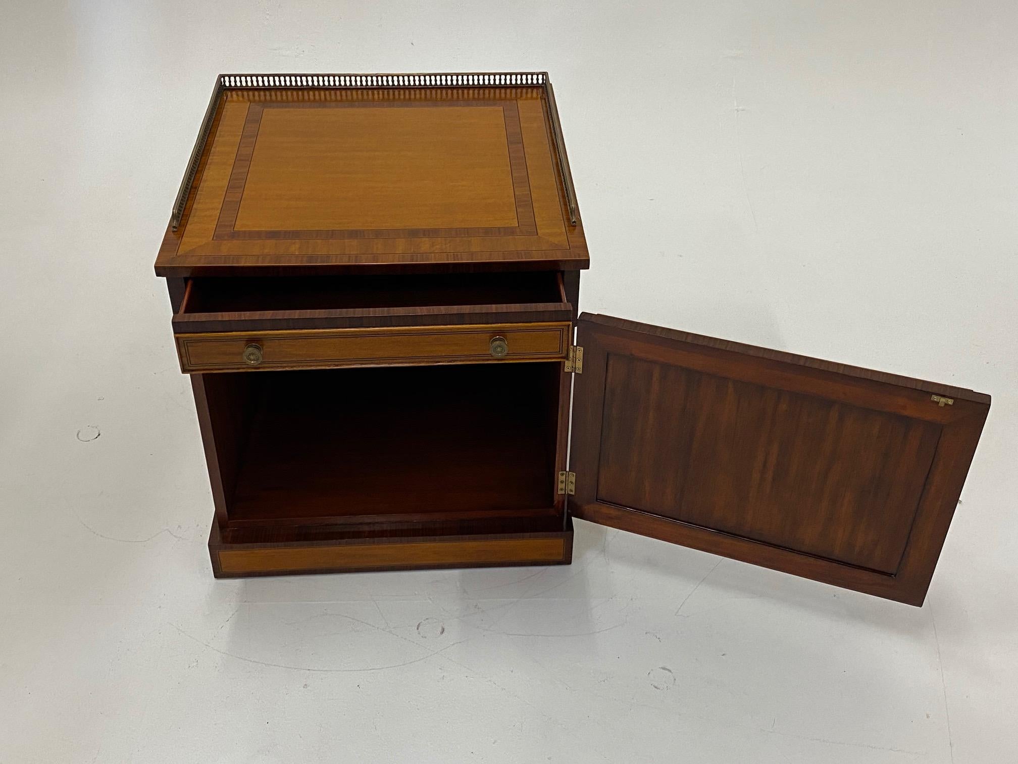 Philippine Handsome Regency Style Mahogany and Satinwood Inlay Chest Cabinet Nightstand