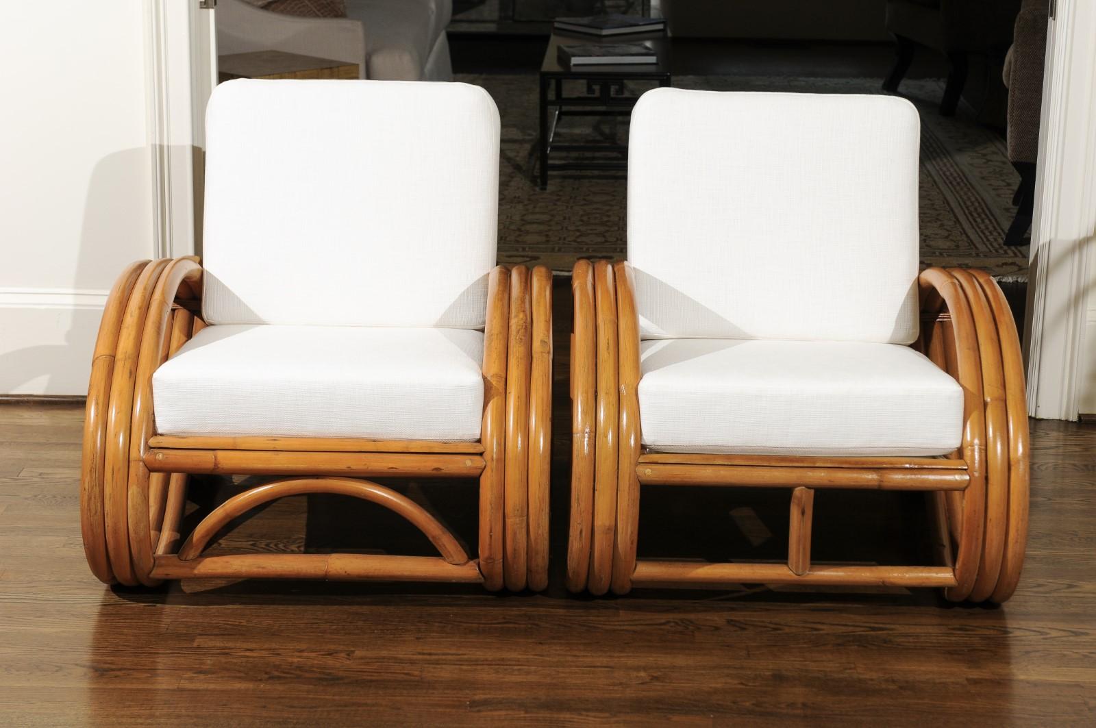 Mid-20th Century Handsome Restored Pair of Pretzel Loungers, circa 1950