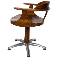 Handsome RH Vintage Solid Oak Captain's Swivel Desk Chair Task Office Use