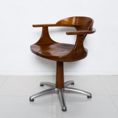 Handsome RH Vintage Solid Oak Captain's Swivel Desk Chair Task Office Use