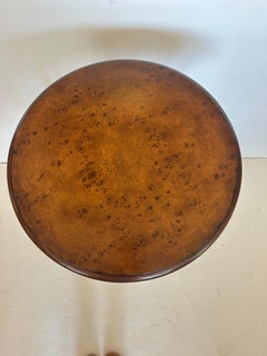 Handsome Round Burl & Iron Occasional Side Table