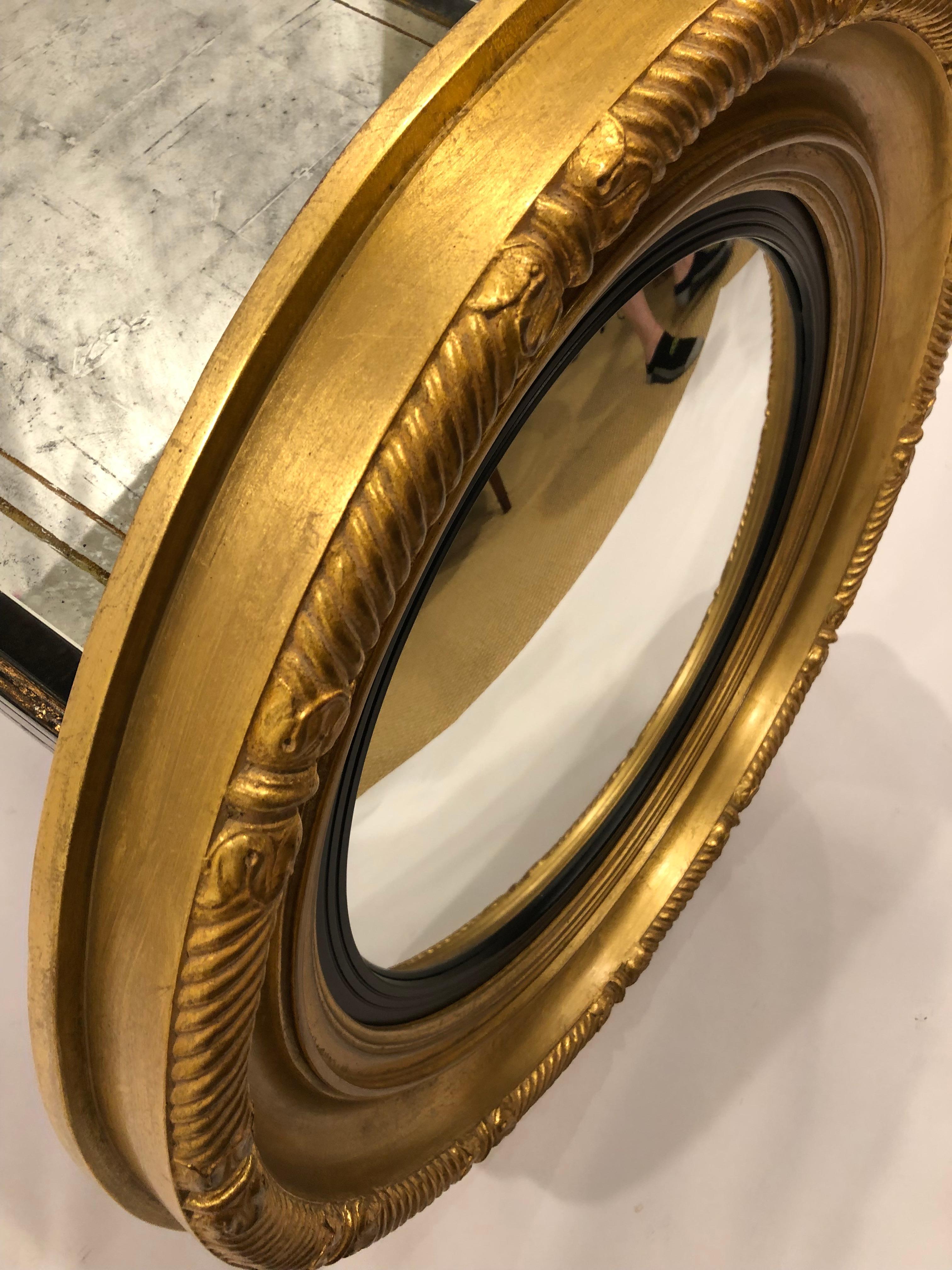 American Handsome Round Convex Gilded Regency Style Bullseye Mirror