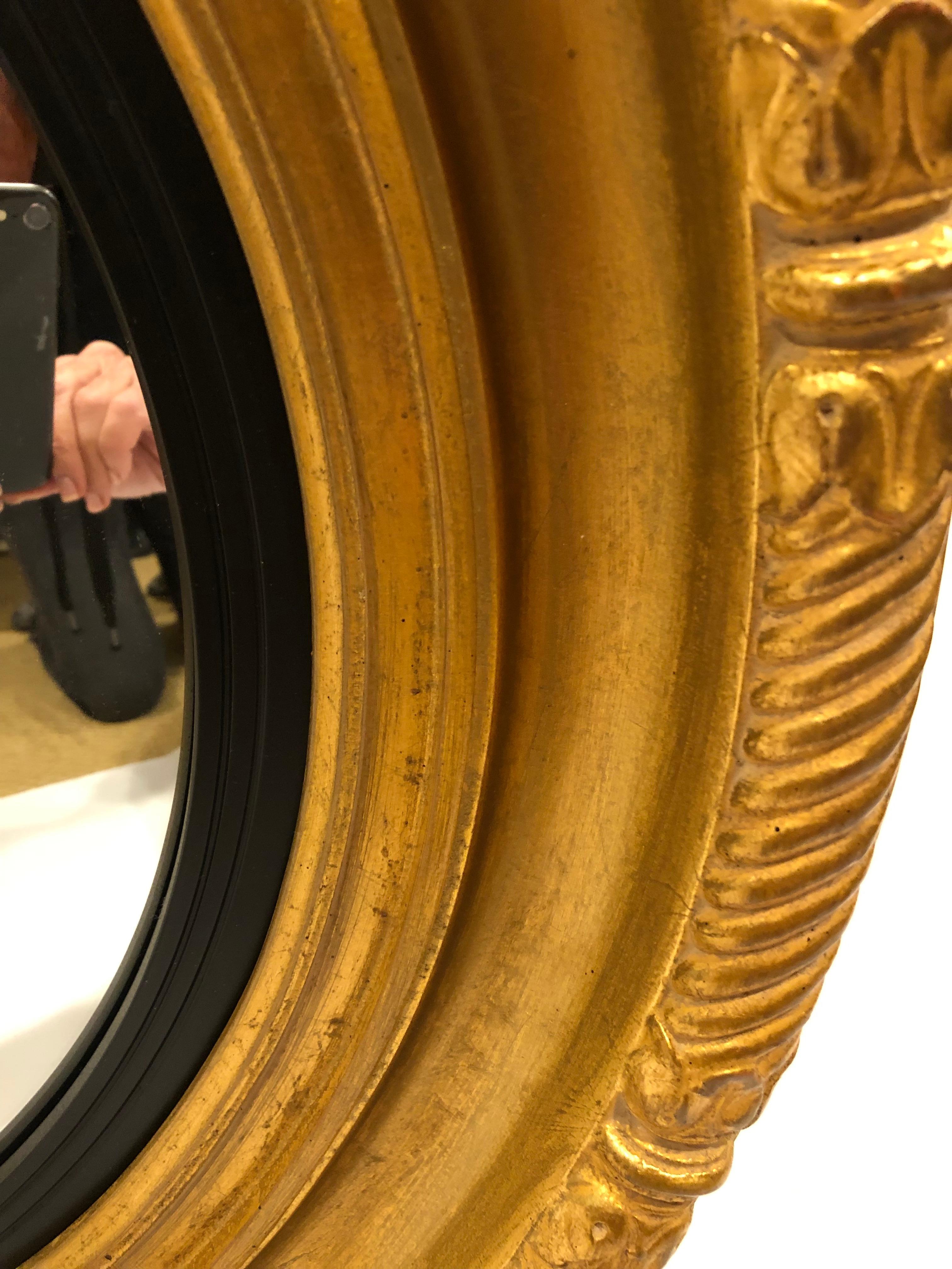 Handsome Round Convex Gilded Regency Style Bullseye Mirror 2
