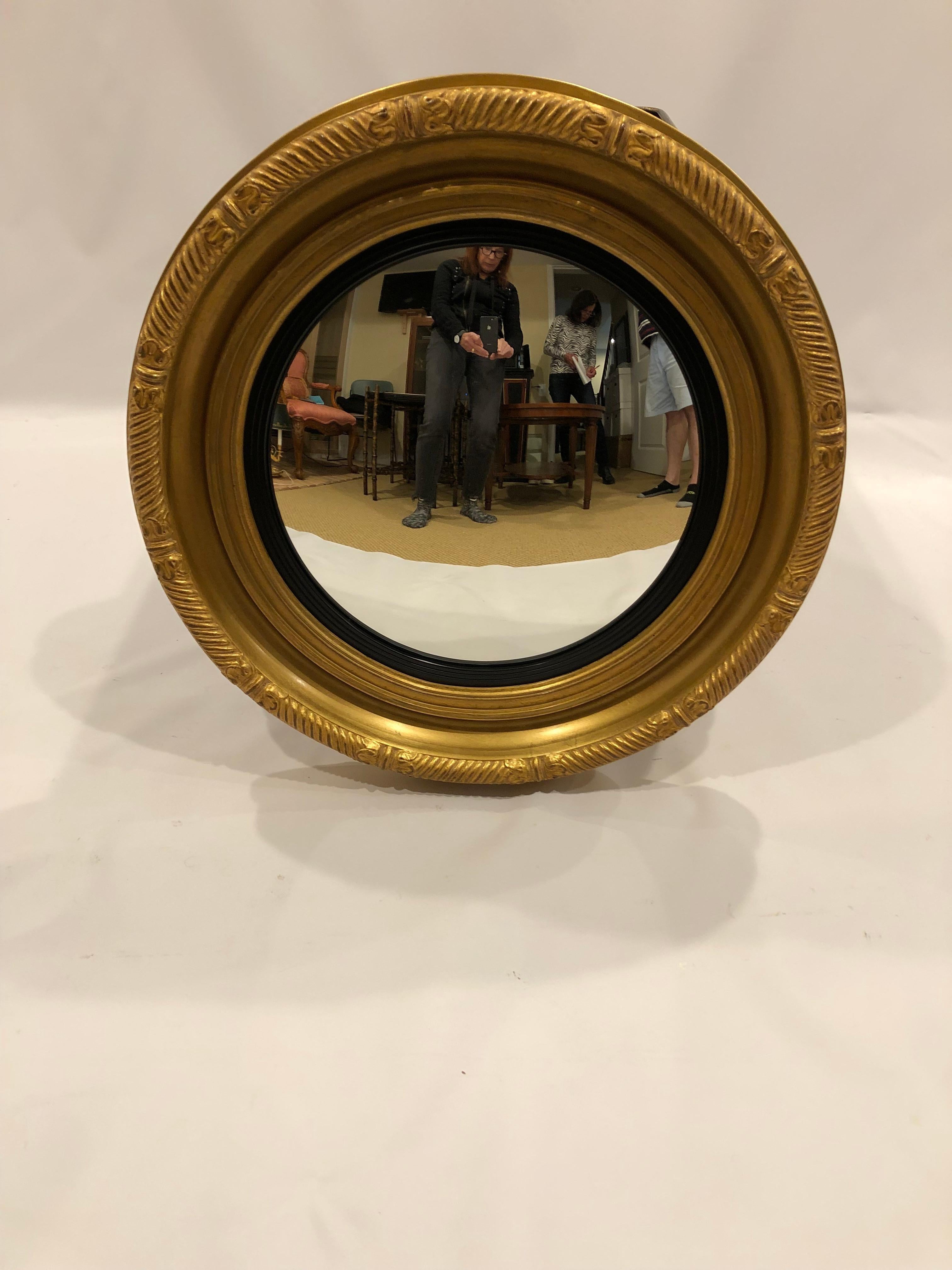 Handsome Round Convex Gilded Regency Style Bullseye Mirror 1