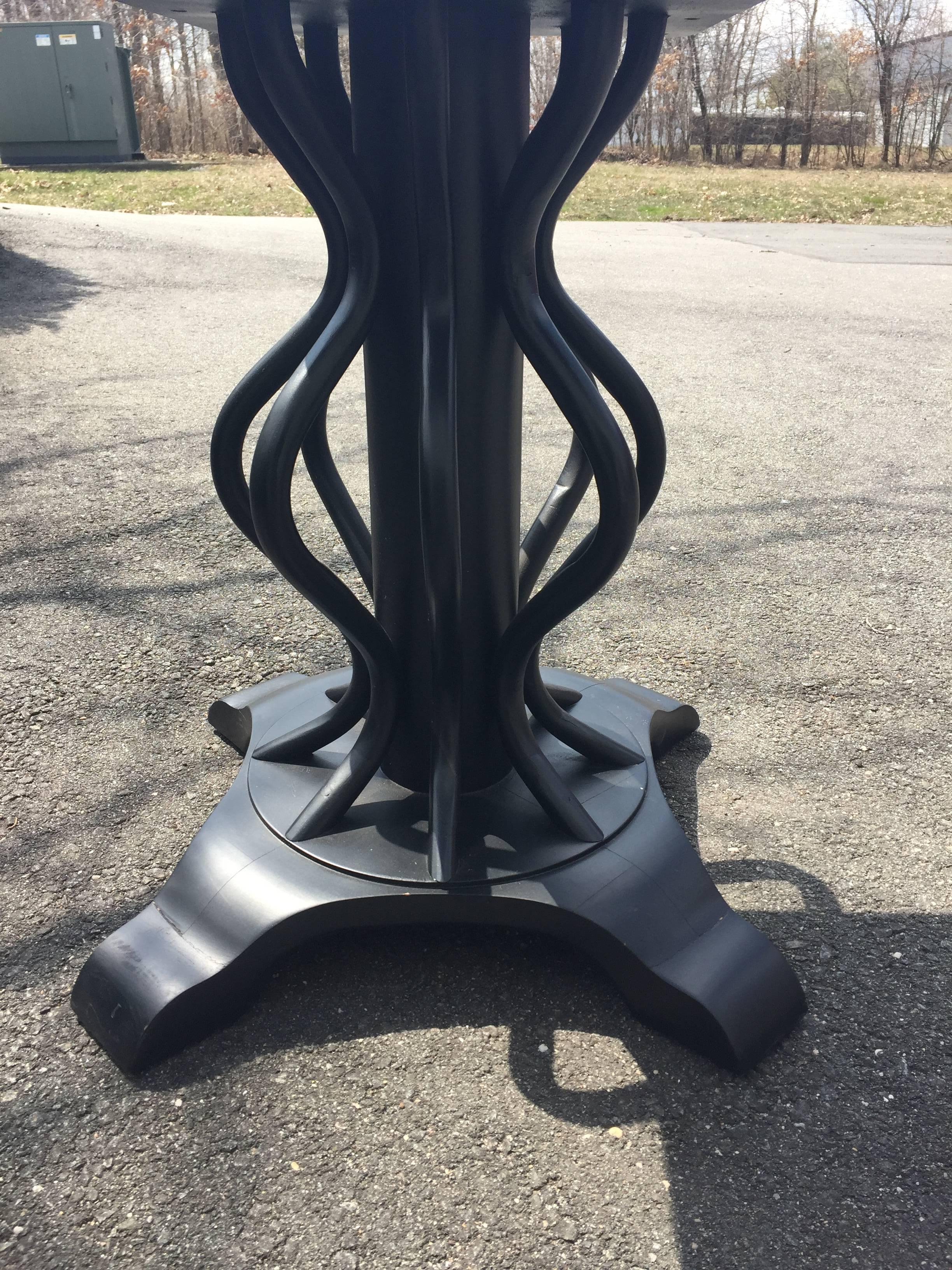  Stunning black painted bentwood pedestal base with white laminate top.
Base is 20 x 20