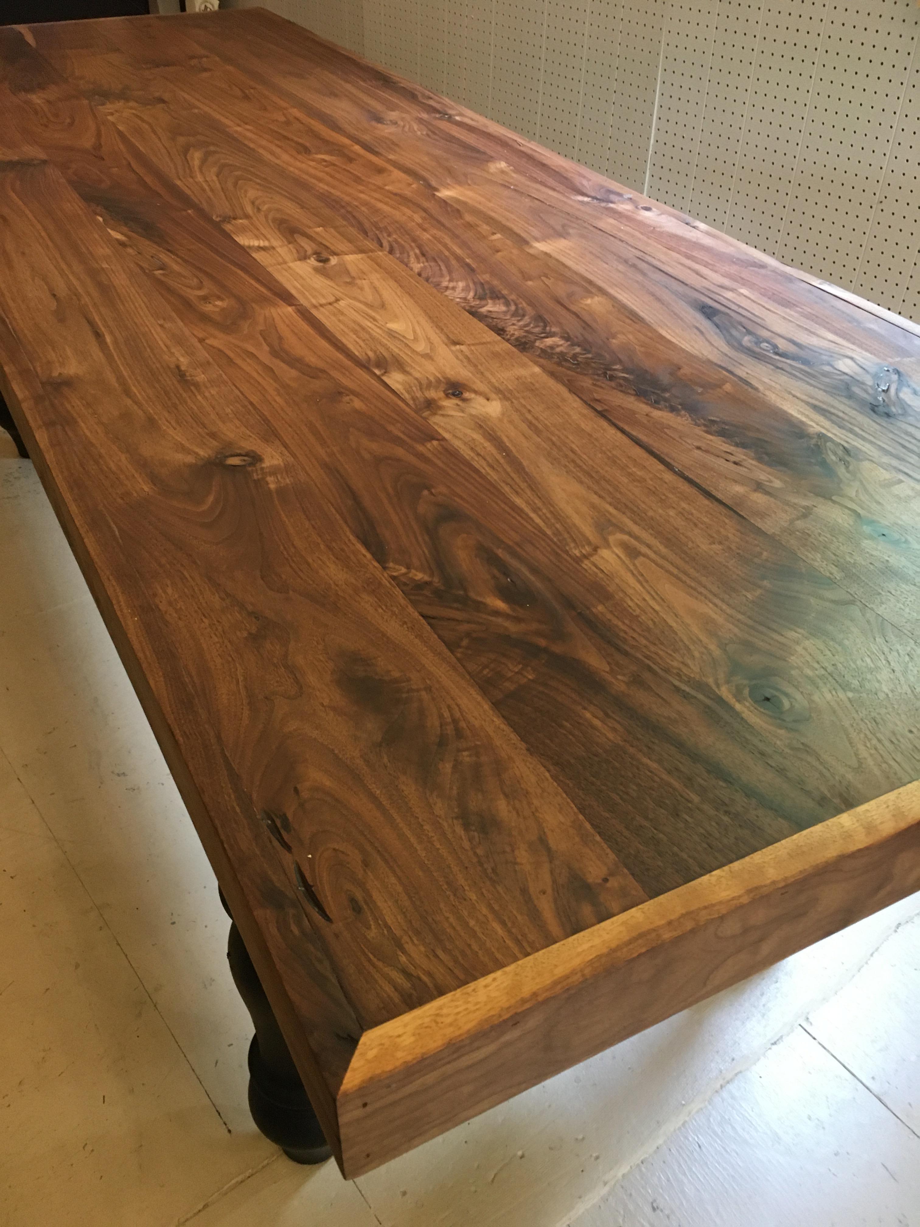 North American Handsome Rustic Artisan Made Walnut Slab Farm Table