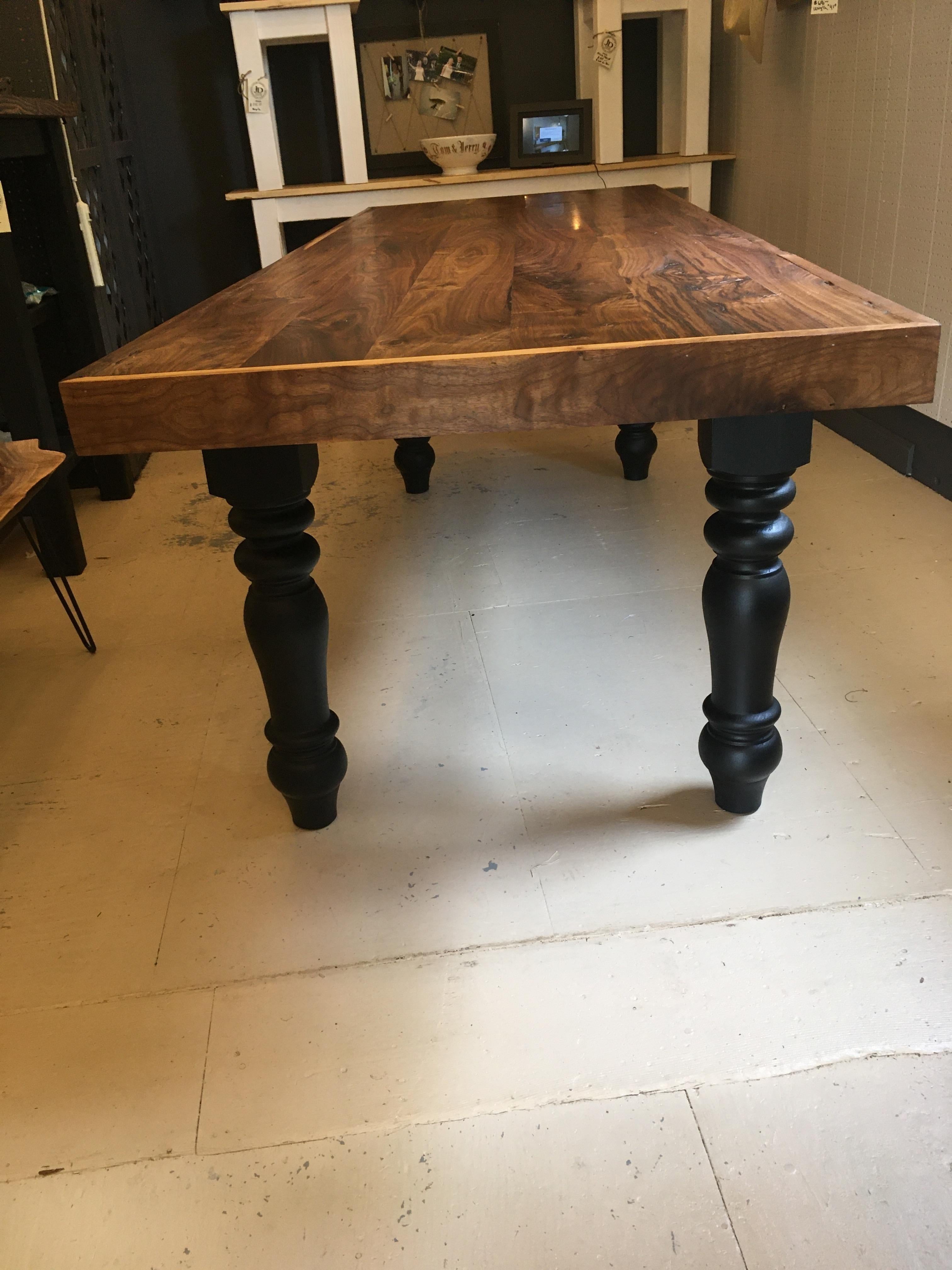 Contemporary Handsome Rustic Artisan Made Walnut Slab Farm Table