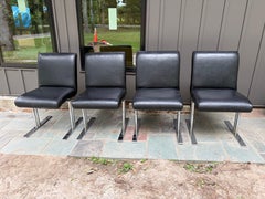 Handsome Set 4 Milo Baughman Directional Chrome Dining Chair Mid-Century Modern