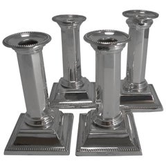 Handsome Set Four Silver Plated Candlesticks by Mappin and Webb