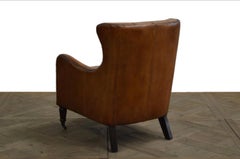 Handsome Set of Four Regency Style Leather Library Chairs with Tufted Backs!