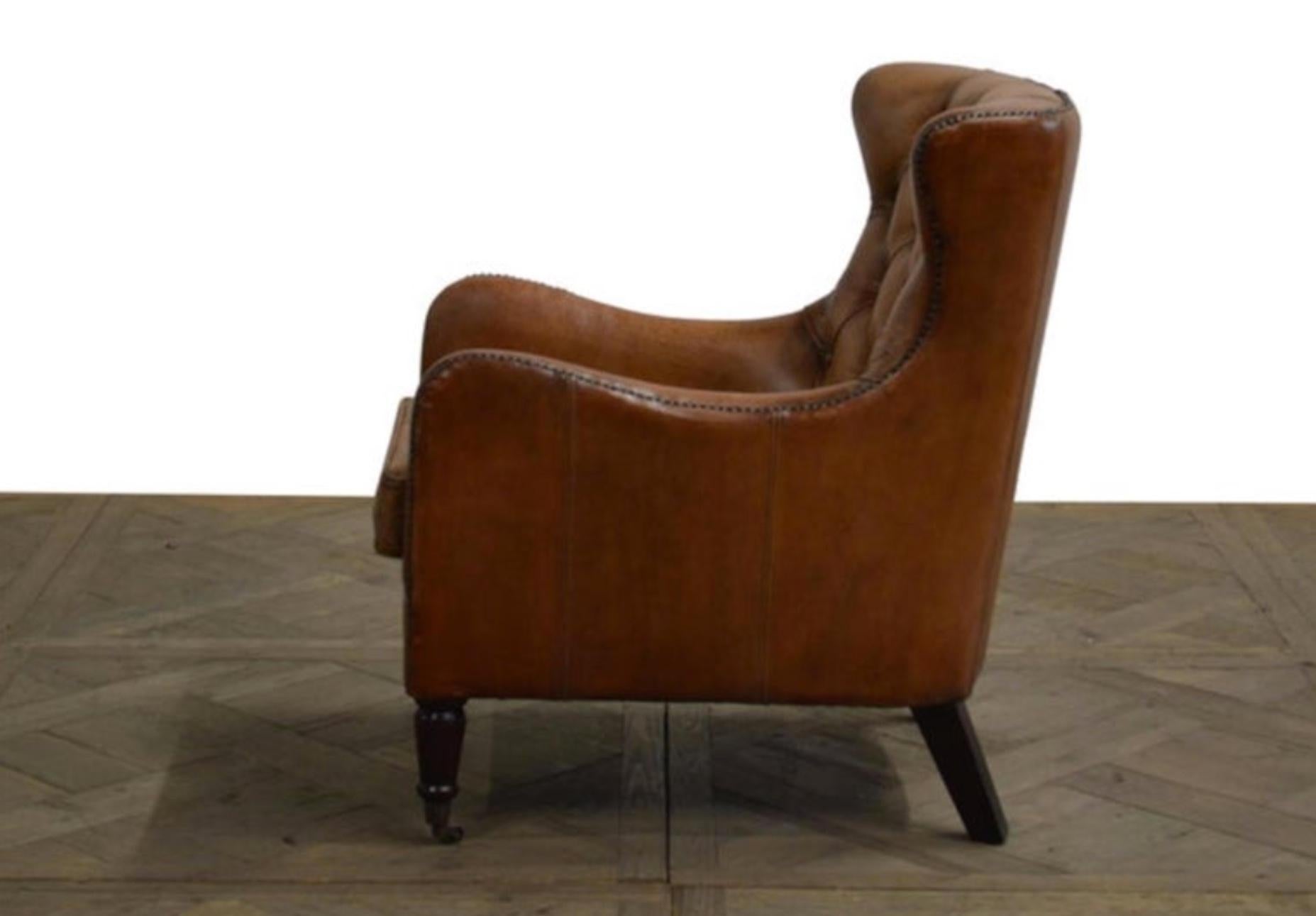 Handsome Set of Four Regency Style Leather Library Chairs with Tufted Backs. In Excellent Condition For Sale In Buchanan, MI