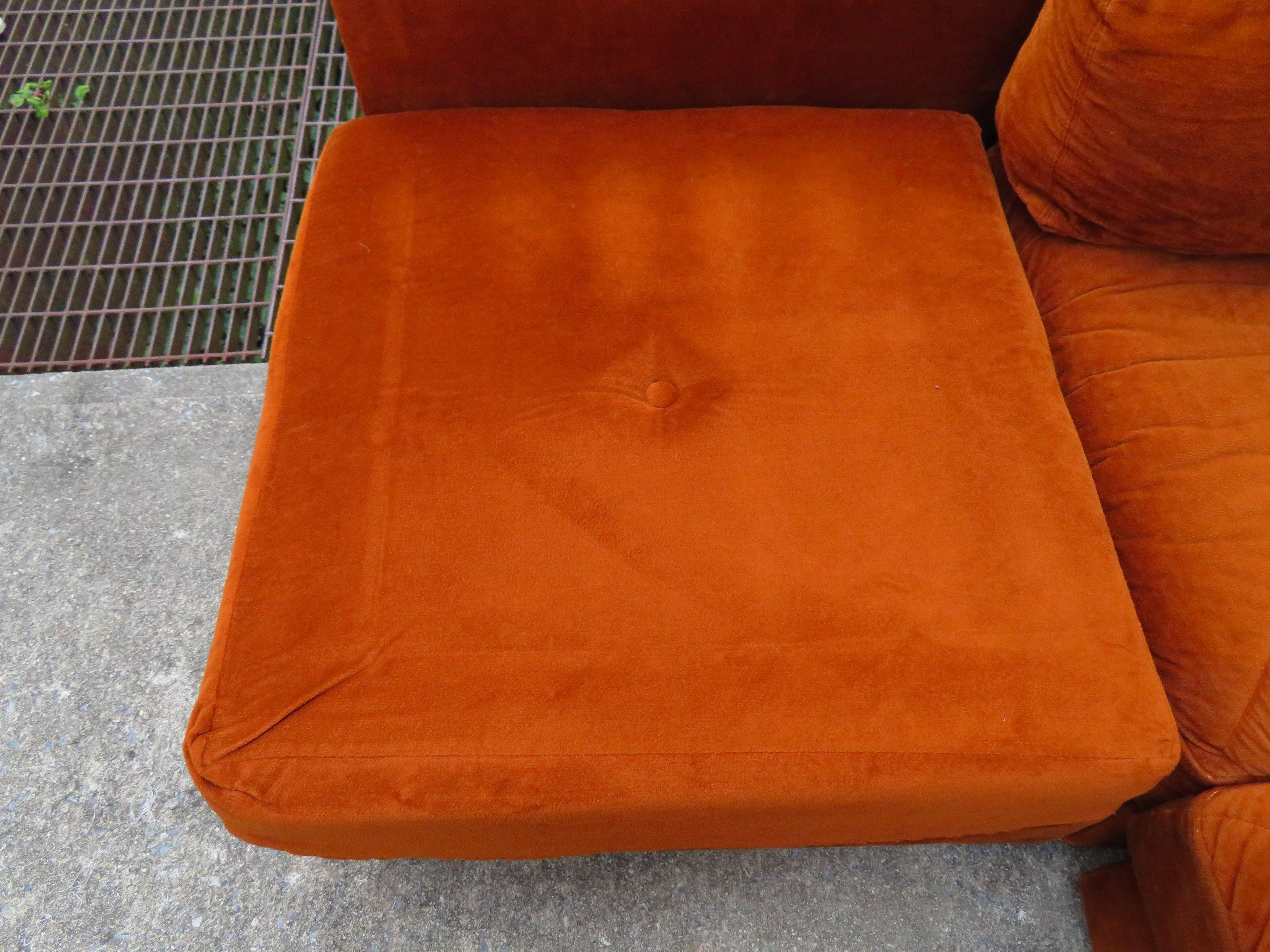 American Handsome Six-Piece Milo Baughman Style Cube Sectional Sofa Mid-Century Modern
