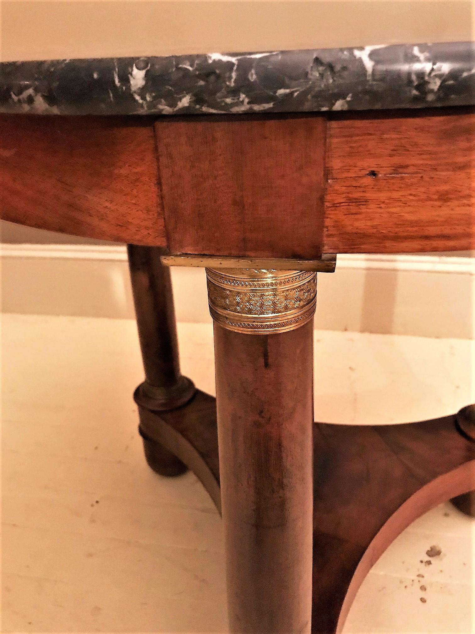 Mahogany Handsome Small Empire Marble-Top Center Table, France, Circa 1810