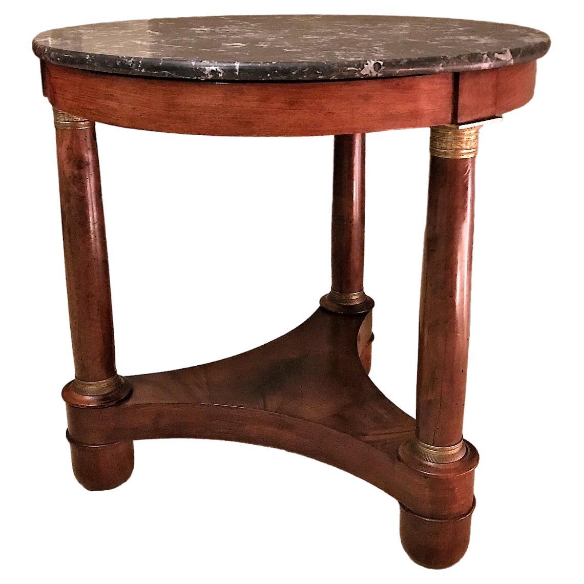 Handsome Small Empire Marble-Top Center Table, France, Circa 1810 For Sale