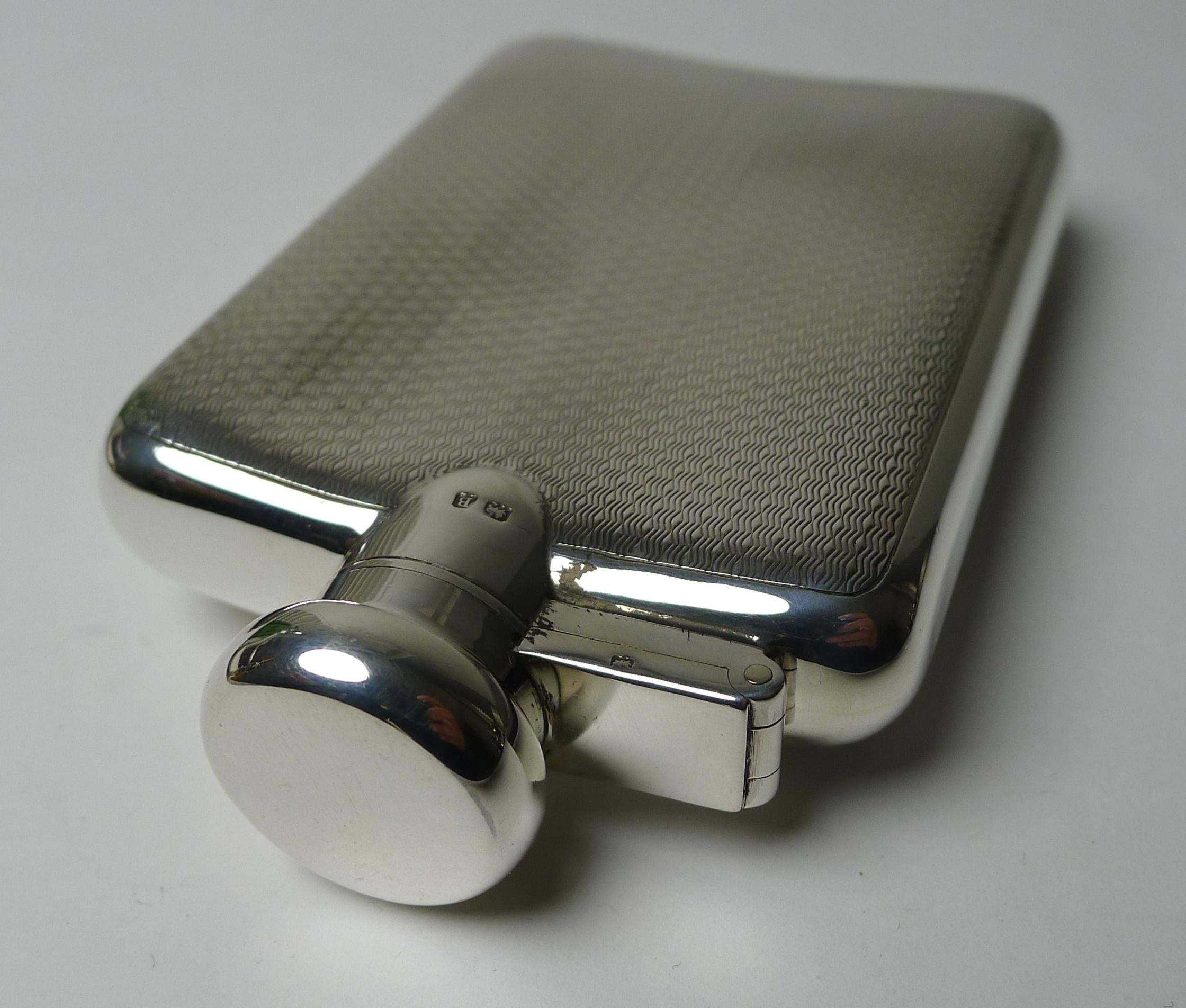 Handsome Small Sterling Silver Hip / Spirit Flask, 1926 2