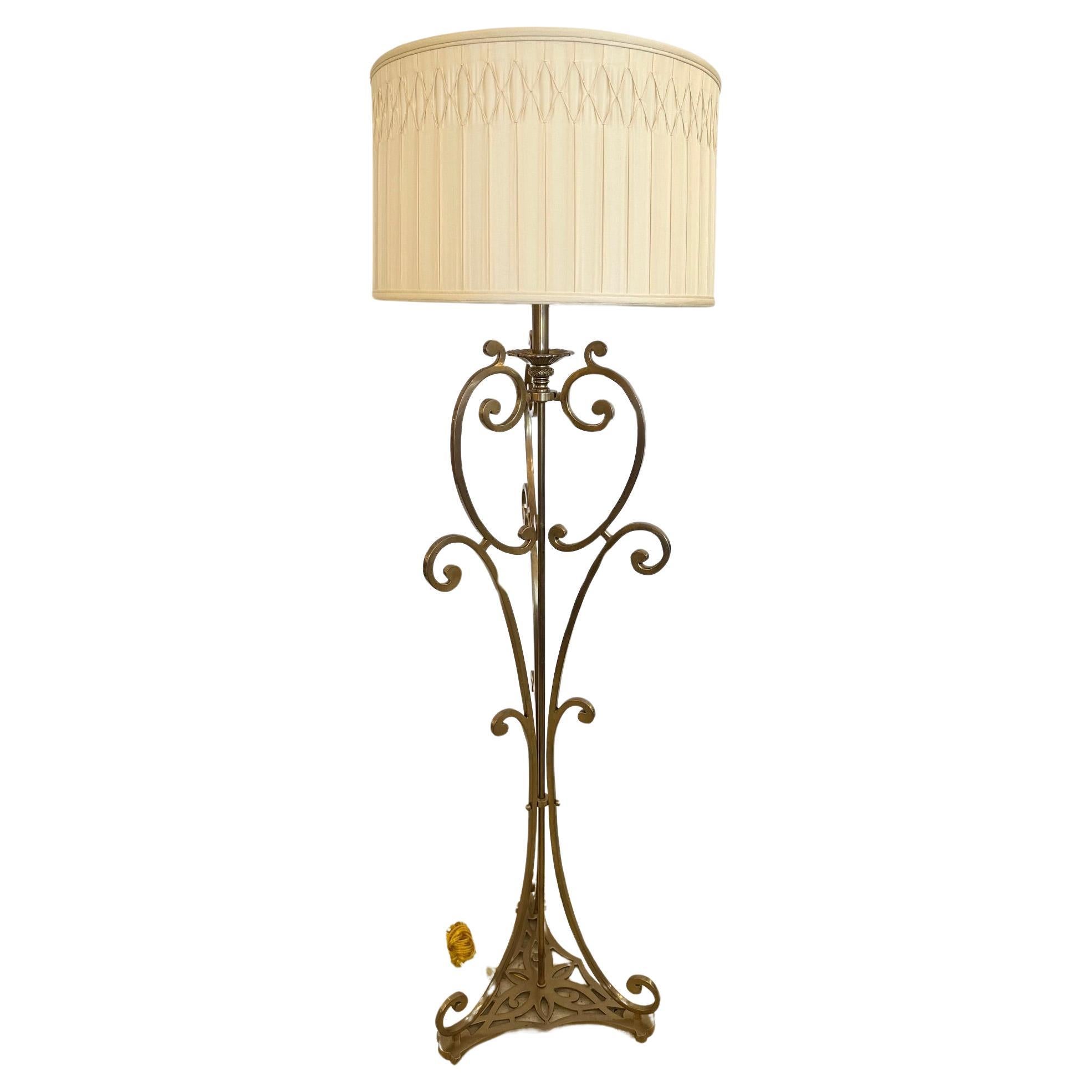 Handsome Solid Brass Floor Lamp For Sale