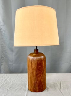 Handsome Solid Teak Turned Lamp Danish Modern Style