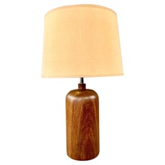 Handsome Solid Teak Turned Lamp Danish Modern Style