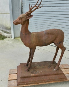 Handsome Stag Statue Standing Majestically    A fine example