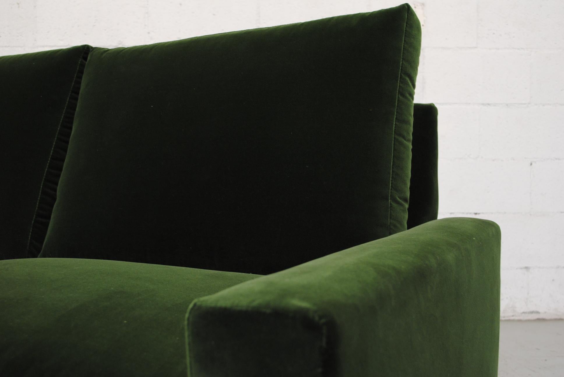 Metal Handsome Streamline Emerald Velvet Sofa