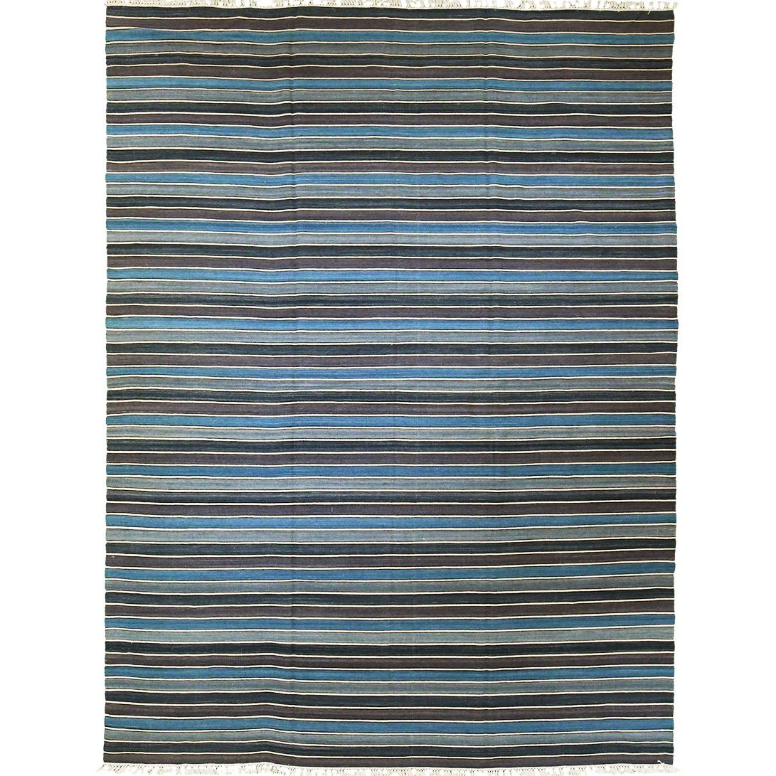 Handsome Striped Kilim 12′ x 9′ In Good Condition For Sale In Sag Harbor, NY