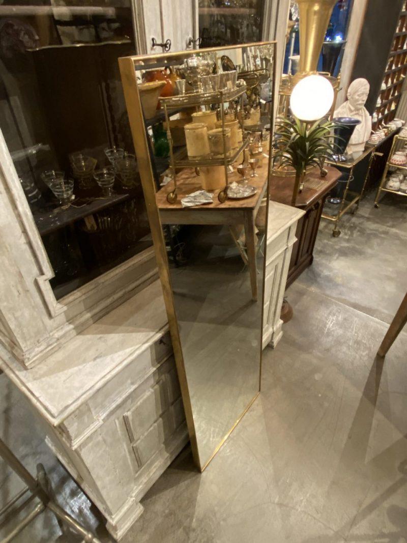Italian Handsome Tall Full Length Brass Mirror-Midcentury Italy For Sale