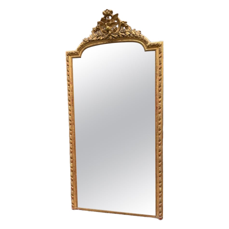 Handsome Tall Ornate Golden Mirror-France 1860 For Sale