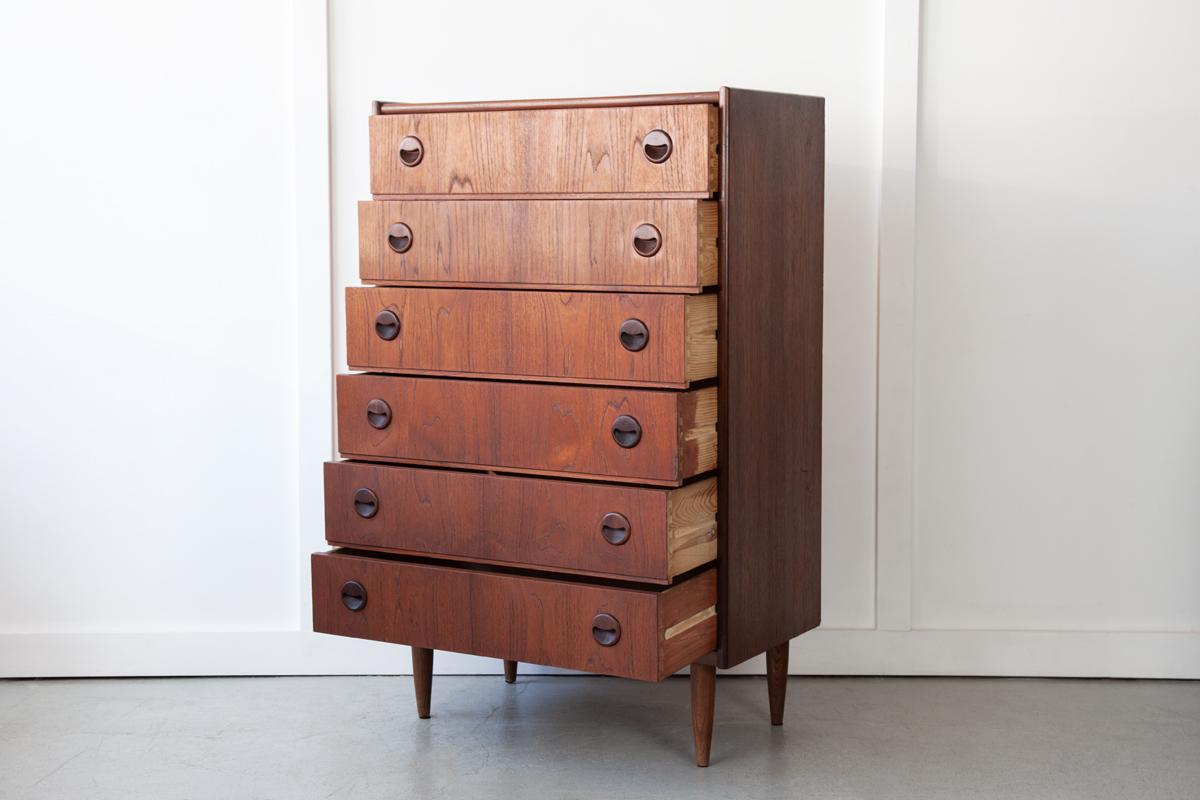 Mid-Century Modern Handsome Teak Tallboy by Kai Kristiansen For Sale