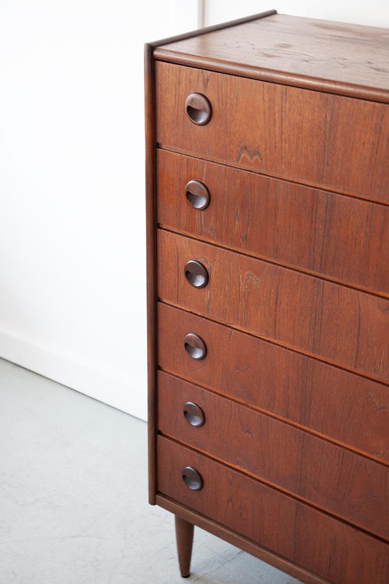 Handsome Teak Tallboy by Kai Kristiansen In Fair Condition For Sale In Bristol, GB